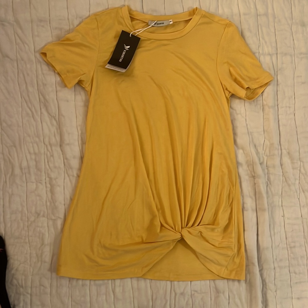 Yellow top with tie detail